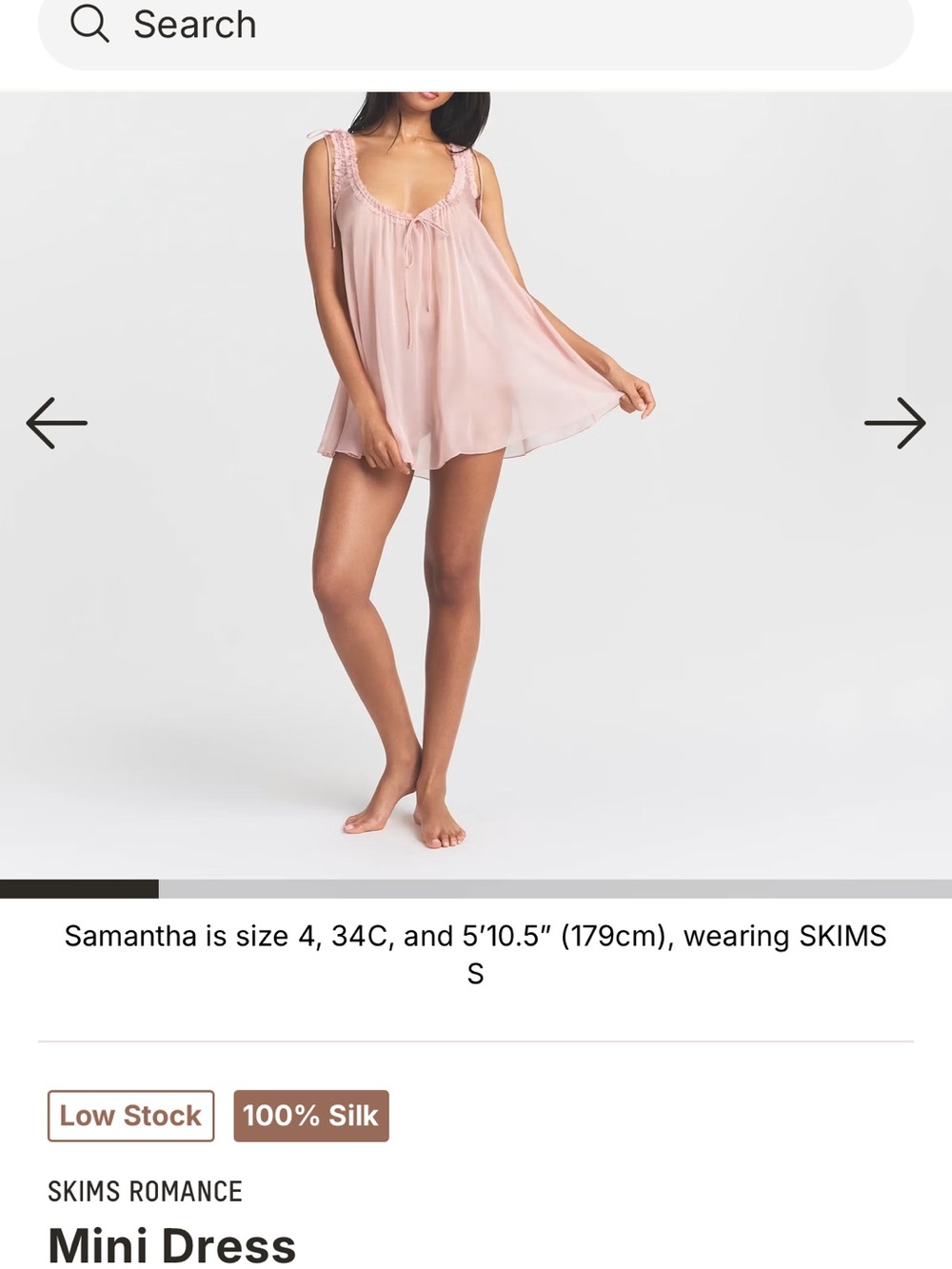 SKIMS Romance Mini Dress - Light Blush Pink Chemise